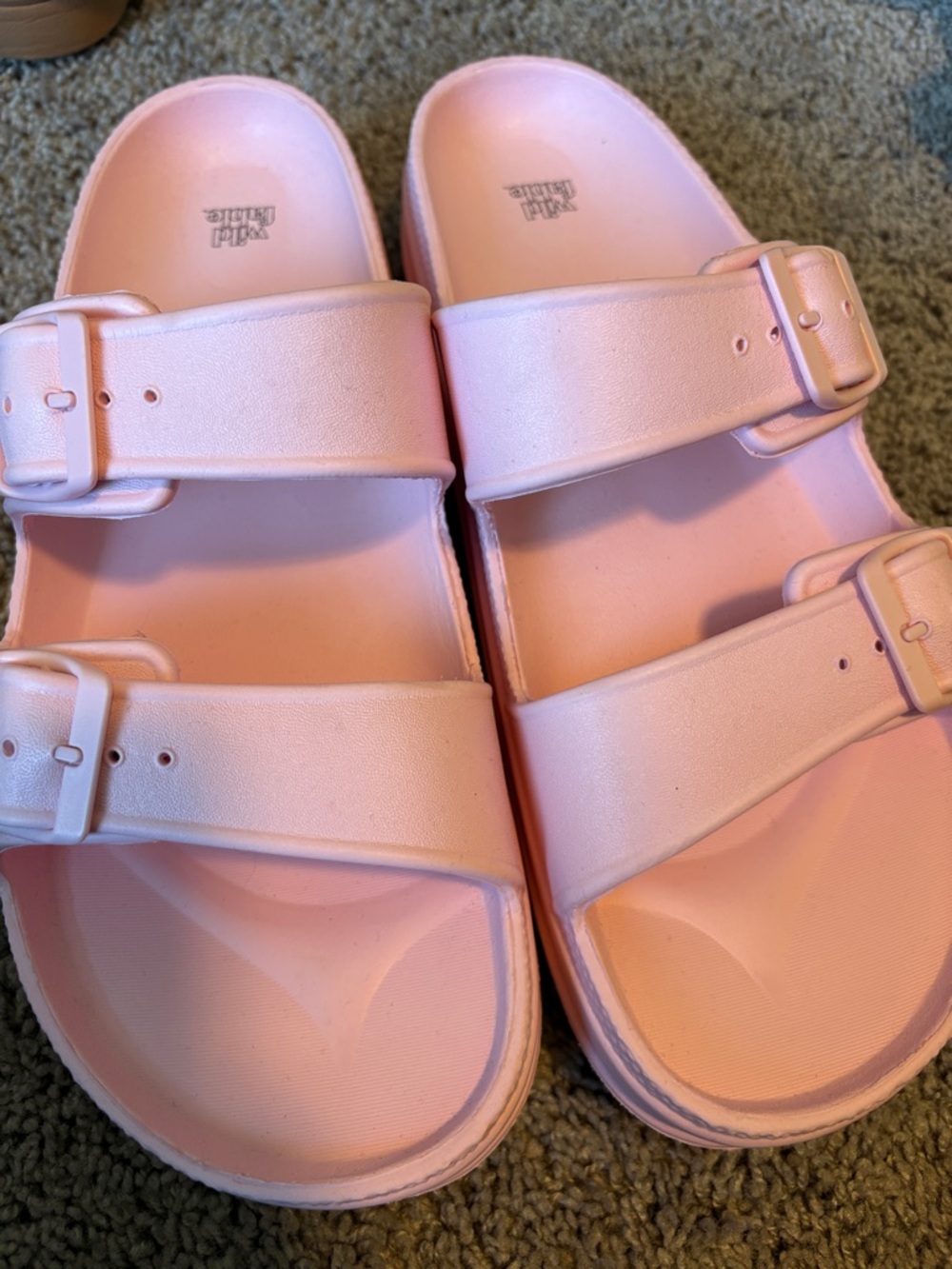 Women’s Pink Double-Buckle platform Slide Sandals